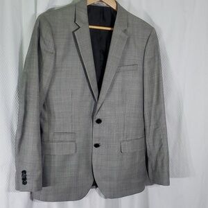 Express Mens Blazer 2Button Blazer Wool Blend Gray Business Career Sz 38S